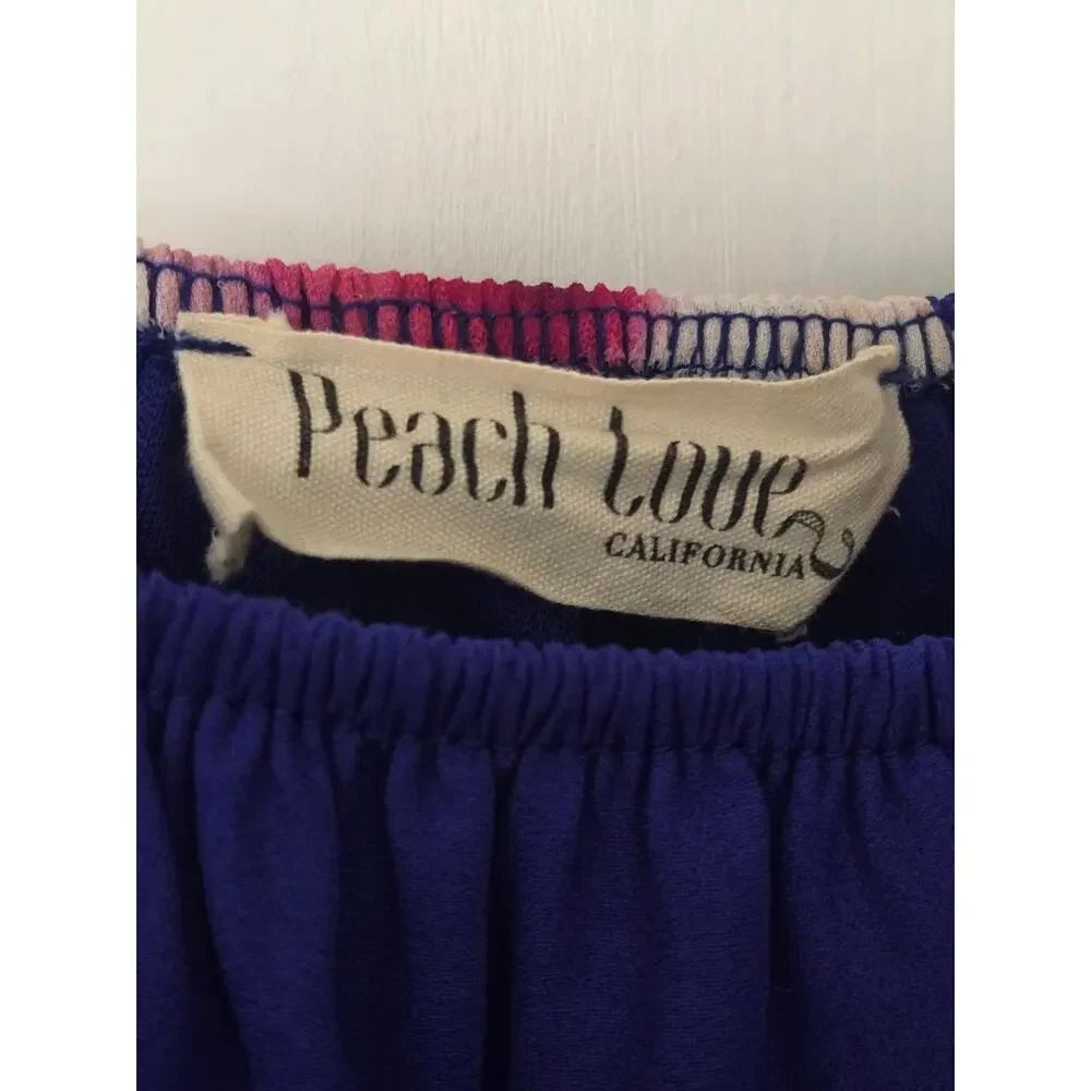 Peach Love Blue Colorful Floral Summer Spring Off The Shoulder Romper Size M - Picture 4 of 4